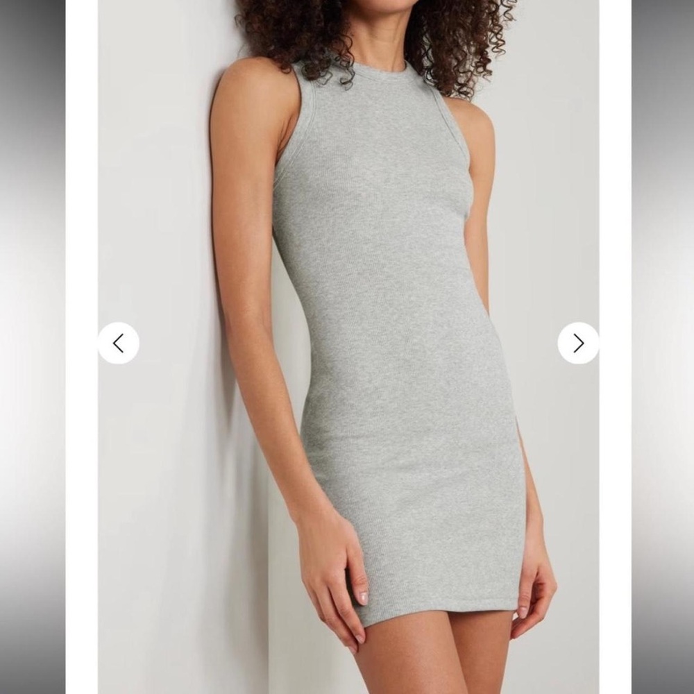 NWT SKIMS  cotton rib sleeveless dress in light heather gray size XL